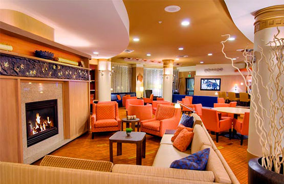 New York Hotel Reservations Fireplace In Lounge At Courtyard By Marriott Hotel Middletown Ny