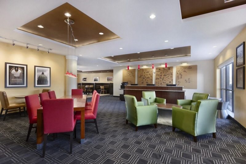 Cozy modern lobby at the Homewood Suites in Reading PA