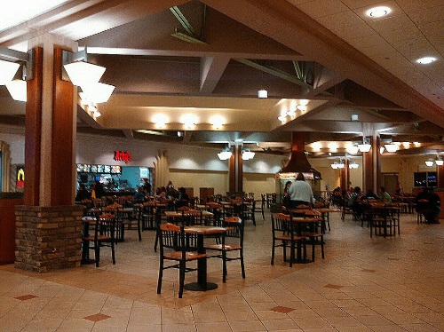 The Food Court in Wyoming Valley Mall was designed to make you feel like you are in a ski lodge