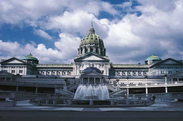 The Pennsylvania State Capitol is the seat of government for the U.S. state of Pennsylvania and is in downtown Harrisburg. It was designed in 1902 in a Beaux-Arts style with decorative Renaissance themes throughout.