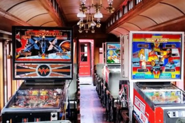 Are you wizard enough to beat the classic game while the train taunts you with her own unpredictable tilt? Housed inside an authentically restored wooden passenger car, the Pinball Pendolino features 12 vintage pinball machines, allowing passengers to test their skill (and luck) navigating the playfield as the massive steam train chugs to Paradise, PA and back.