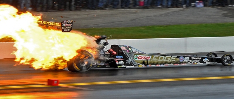 Exciting dragsters and jet-powered vehicles flying down the track to win the trophy