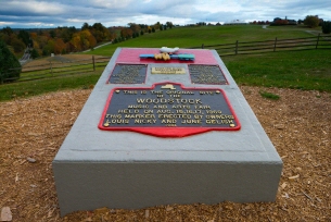 Plaque of where the Woodstock festival in Bethel, New York, took place